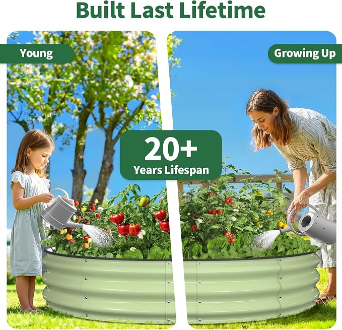 Kesfitt Round Raised Garden Bed, Open-Bottom Design, 12-Inch Deep Outdoor - Image 9