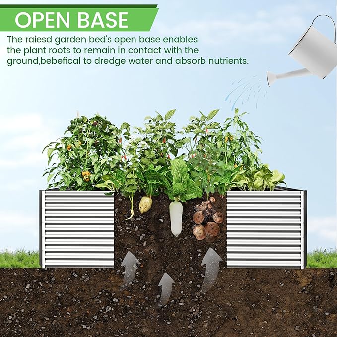 FRIZIONE 2pcs Tall 8x3ft Galvanized Raised Garden Bed Outdoor, Above Ground - Image 6
