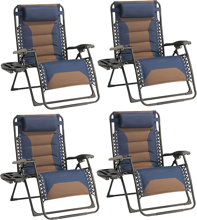 Zero Gravity Chair Set of 4 Oversized Padded Recliner by Unknown
