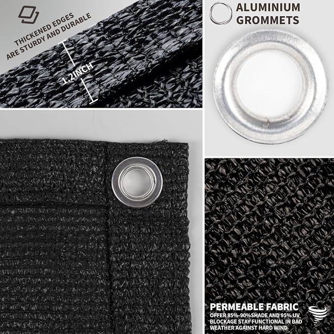 LOVE STORY Custom Size 2'6''x18' Black Balcony Privacy Screen, UV Block Privacy - Image 3