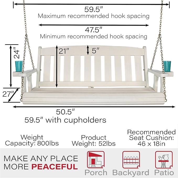 Amish Casual Heavy Duty 800 Lb Mission Treated Porch Swing - Image 6