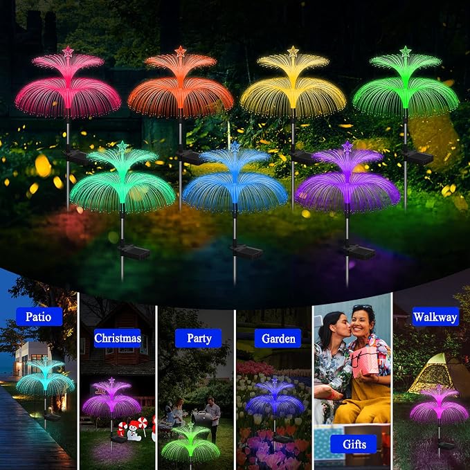 Solar Garden Lights 6 Pack New Upgraded Solar Lights Outdoor Waterproof 7 Color - Image 7