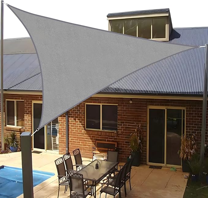 SUNLAX Sun Shade Sail 10' x 10' x 10' Silver Grey Triangle Canopy Sail Shade - Image 9