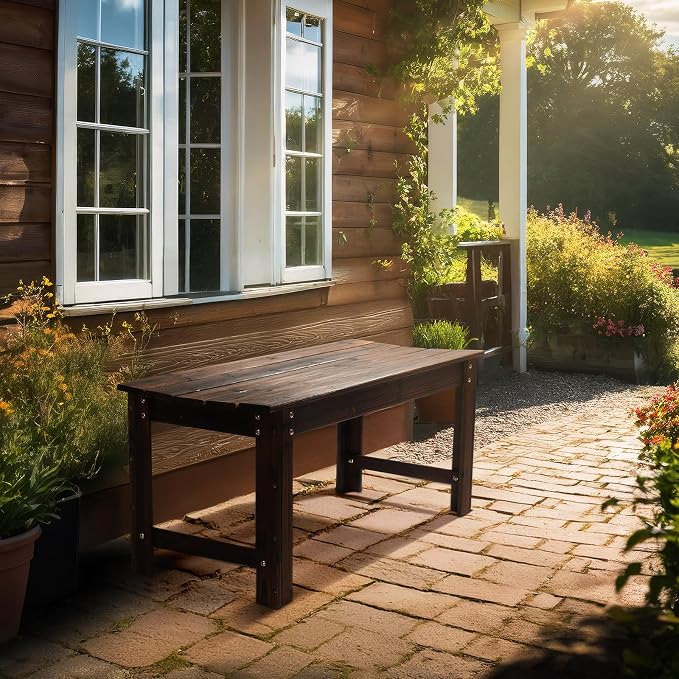 VINGLI Outdoor Wood Bench - Image 7
