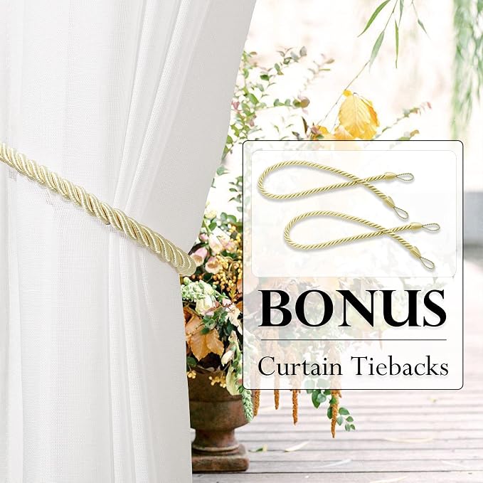 RYB HOME Outdoor Sheer Linen Curtains - Image 2