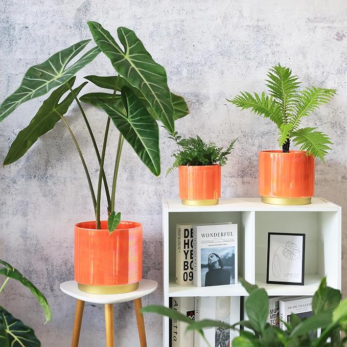 Gepege Peach Indoor Plant Pots for Plants, Large Ceramic Planter - Image 5