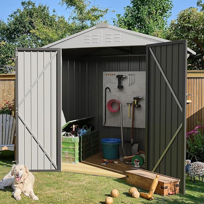 Devoko Outdoor Storage Shed 6 x 4 FT Lockable Metal Garden Shed Steel - Image 2