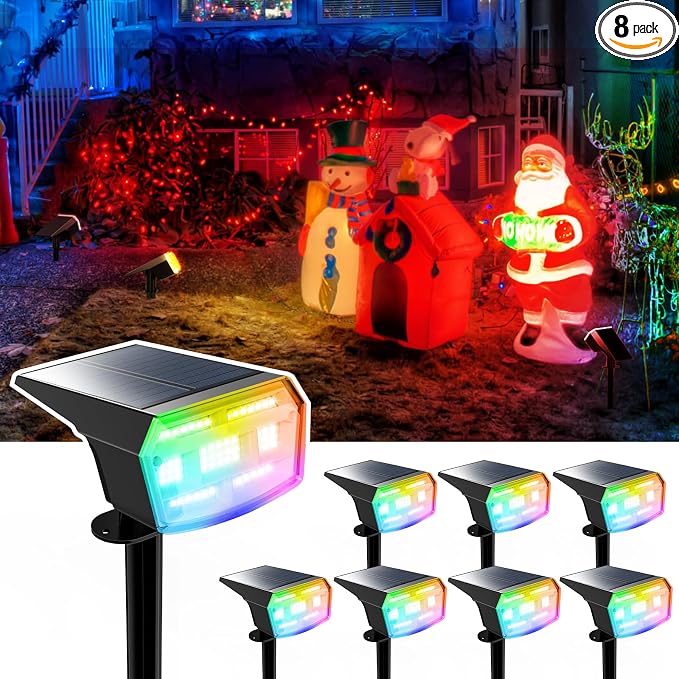 HIBOITEC Solar Spot Lights Outdoor Color Changing 59LED Landscape Lighting by HIBOITEC