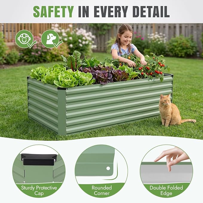 INNO STAGE 6x3x2ft Galvanized Raised Garden Bed, Raised Garden Bed Kit-Metal - Image 4