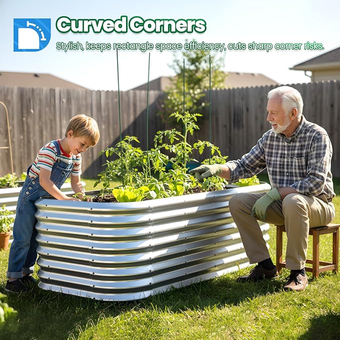 Quictent Raised Garden Bed Kit Oval Galvanized Metal Planter Box Tall - Image 2