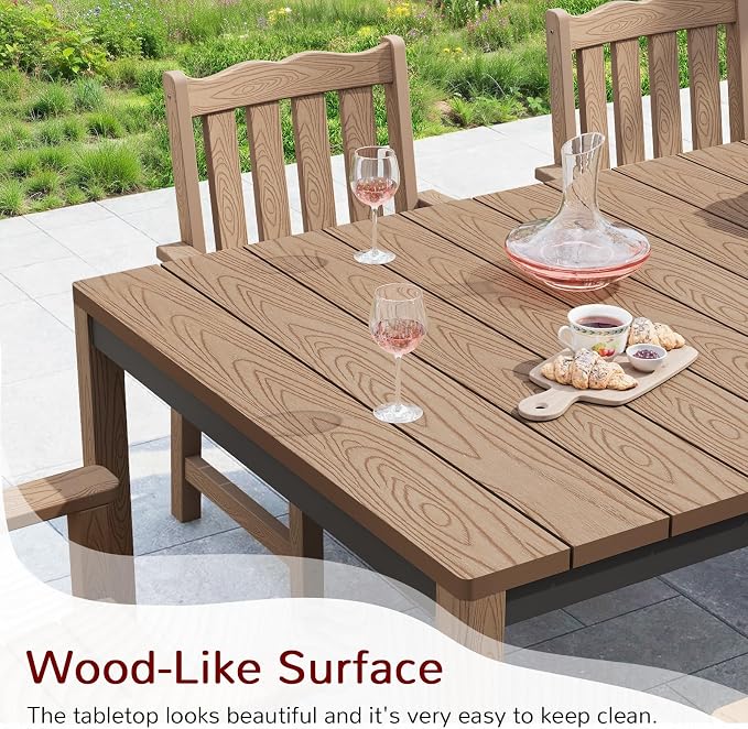 Stoog 63" All-Weather Patio Dining Table, HIPS Waterproof Tabletop - Image 8