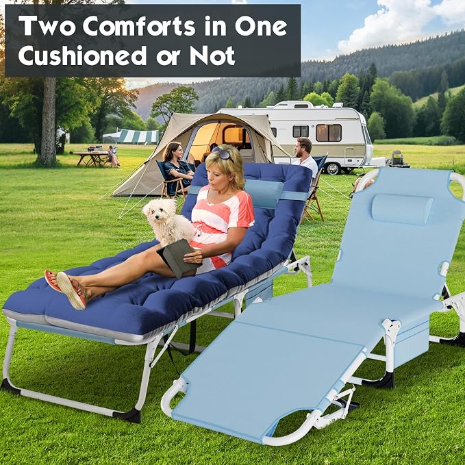 MOPHOTO Beach Lounge Chair, 5-Position Adjustable Tanning Chair - Image 4