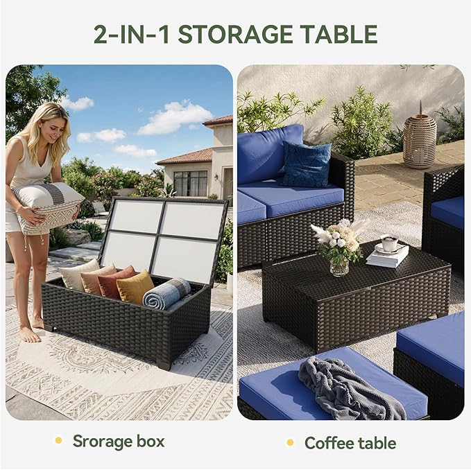 Aoxun 7 Piece Outdoor Patio Furniture Set 6 Seats, Outdoor Sectional - Image 7