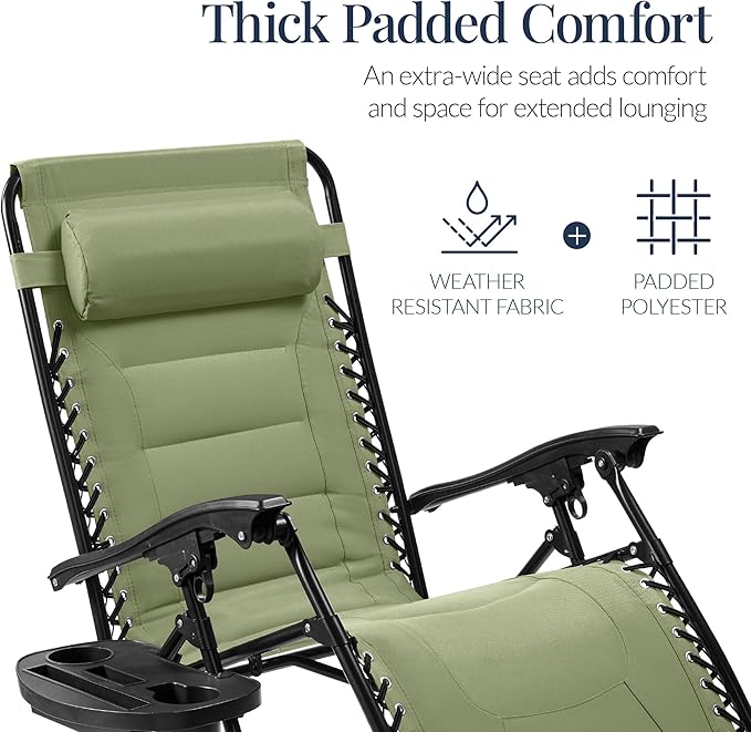 Best Choice Products Oversized Padded Zero Gravity Chair, Folding Outdoor Patio - Image 4