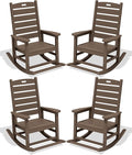 SERWALL Outdoor Rocking Chair Set of 4, Oversized HDPE Patio Rocking Chair by SERWALL
