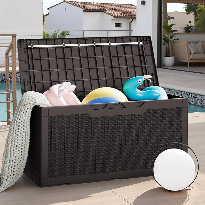 JUMMICO 100 Gallon Resin Deck Box, Waterproof Outdoor Storage Box - Image 4