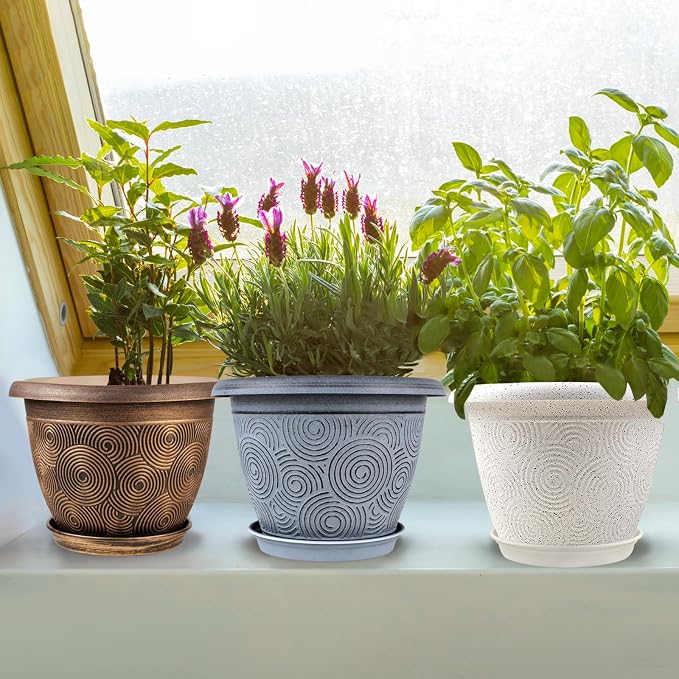 6 Inch Flower Pots Planters for Indoor Outdoor Plants, 6 Pack Plastic Small - Image 5