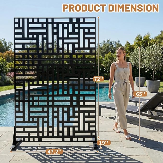 VINGLI Privacy Fence Panels, 72H’’ x 47W’’ Metal Privacy Screen Freestanding - Image 6