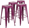 Flash Furniture Kai Commercial Grade 4 Pack 30" High Backless Purple by FlashFurniture