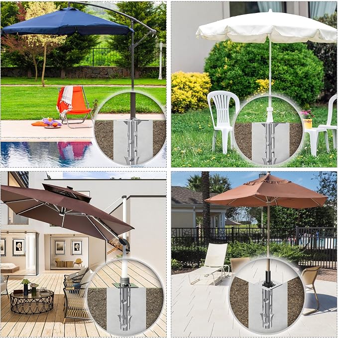 Universal In-Ground Umbrella Base, Rust-Resistant Steel Concrete Holder - Image 3