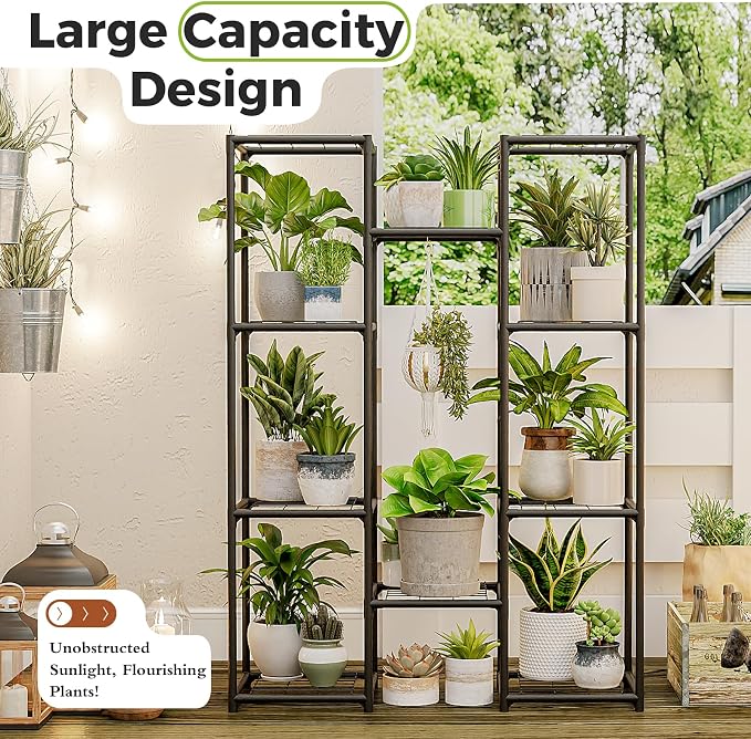 Bamworld Plant Stand Outdoor Metal Plant Shelf - Image 3