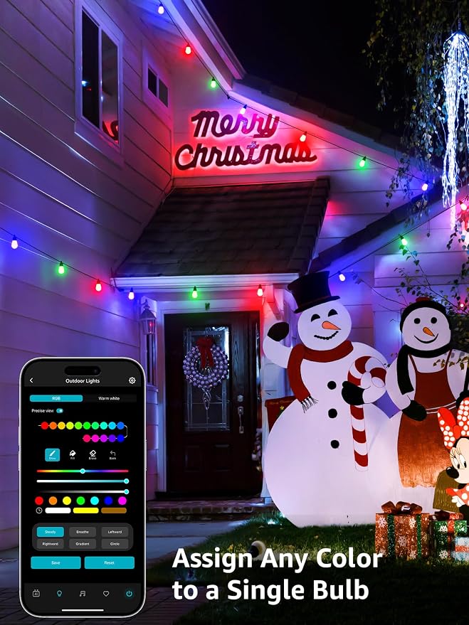 Lepro ZB1 AI Smart Outdoor String Lights APP Control, 54 ft RGB+IC+Warm White - Image 8