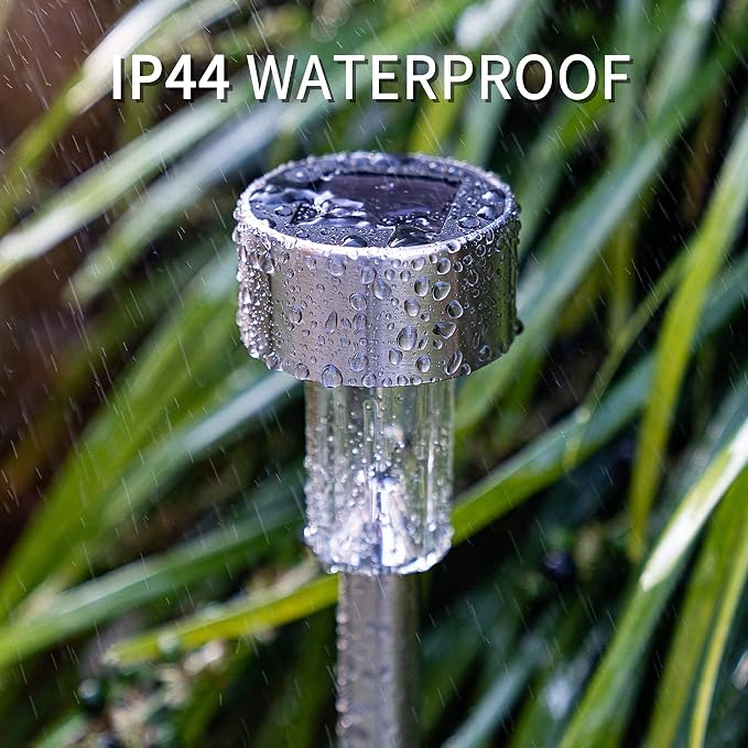 GIGALUMI Solar Pathway Lights, Stainless Steel IP44 Waterproof Auto On/Off - Image 6