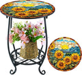 Outdoor Side Table Round Small Mosaic Patio Accent Indoor End Plant Coffee Tea by Cinnvoice
