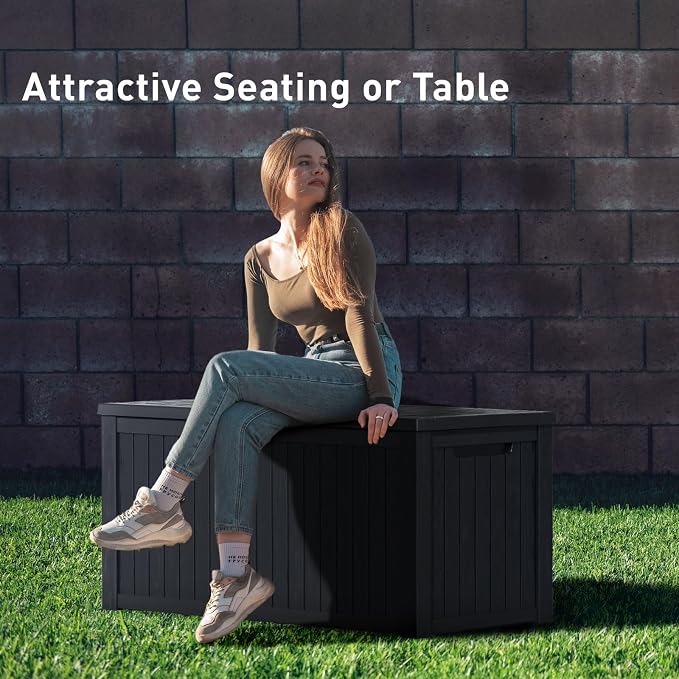 DRATO 200 Gallon Deck Box, Waterproof Resin Large Outdoor Storgae Box - Image 6