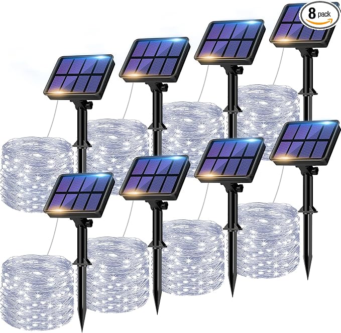 btfarm 8 Pack Solar String Lights Outdoor, Total 640LED 264FT Solar Fairy by btfarmdecorativelighting