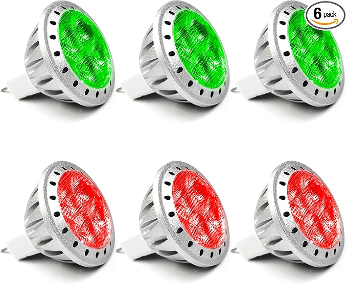 ALIDE Red Green MR11 GU4 Led Bulbs, Replace 10W 20W 35W Halogen, 12V 3W Red by ALIDE