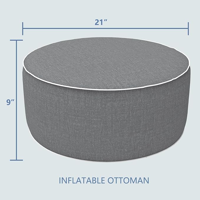 LVTXIII Outdoor/Indoor Inflatable Ottoman, Portable Round Pouf Ottoman - Image 3
