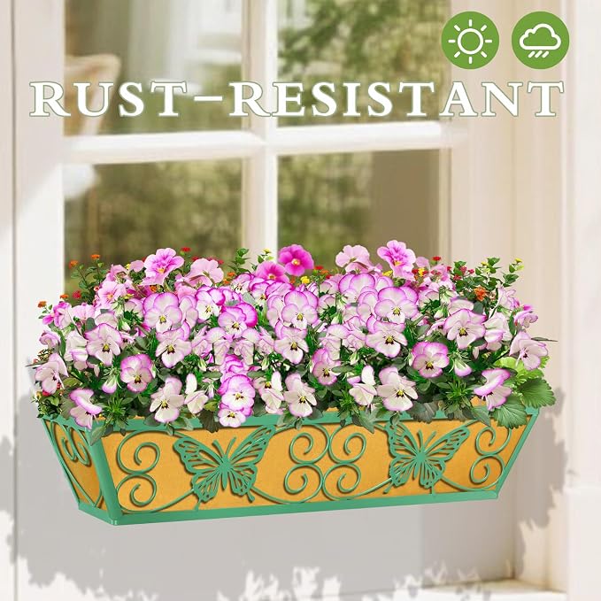 2 Pack 24 Inch Window Boxes Planters Railing Planter Box - Image 6