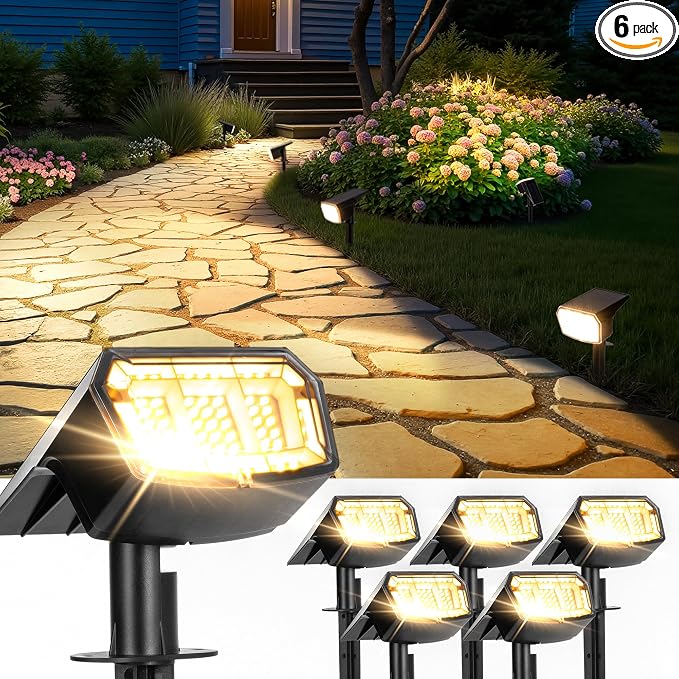 Solar Spot Lights Outdoor IP67 Waterproof 6 Pack, 63 LED 3 Modes Solar by Unknown
