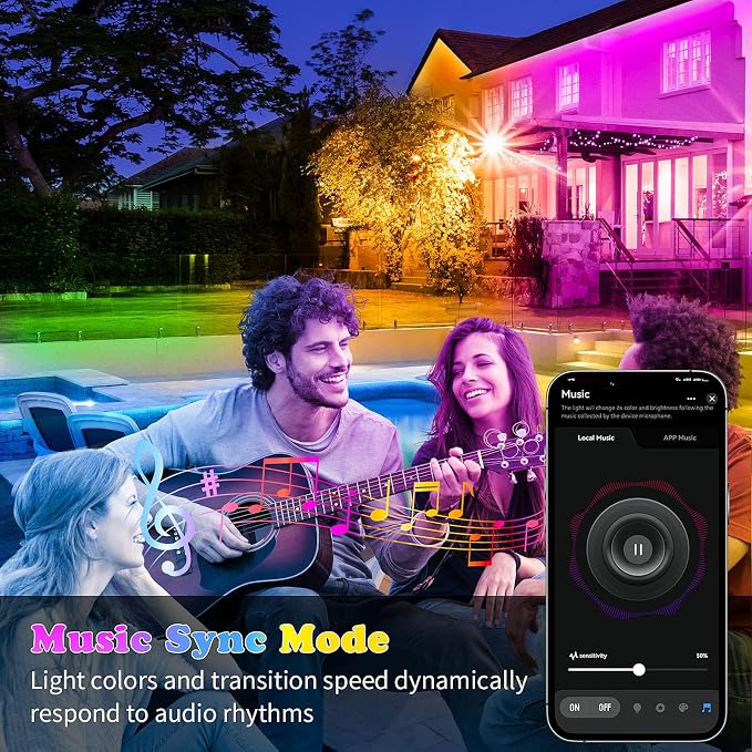 KSIPZE 50ft Outdoor led Strip Lights Waterproof IP68, RGB Outdoor led Lights - Image 3