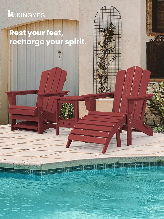 KINGYES Folding Adirondack Ottomans Set of 2 - Image 4