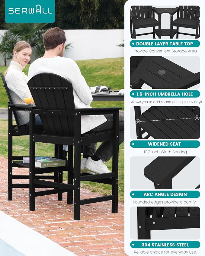 SERWALL Tall Adirondack Chairs Set of 4 - Image 4