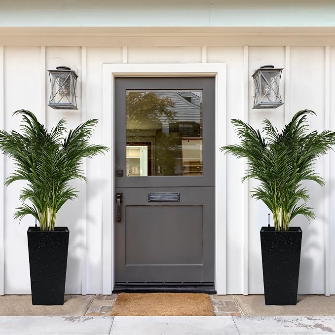 Garvee 16" Tall Planters Set of 2, Outdoor＆Indoor Black Planter Pots, High - Image 9