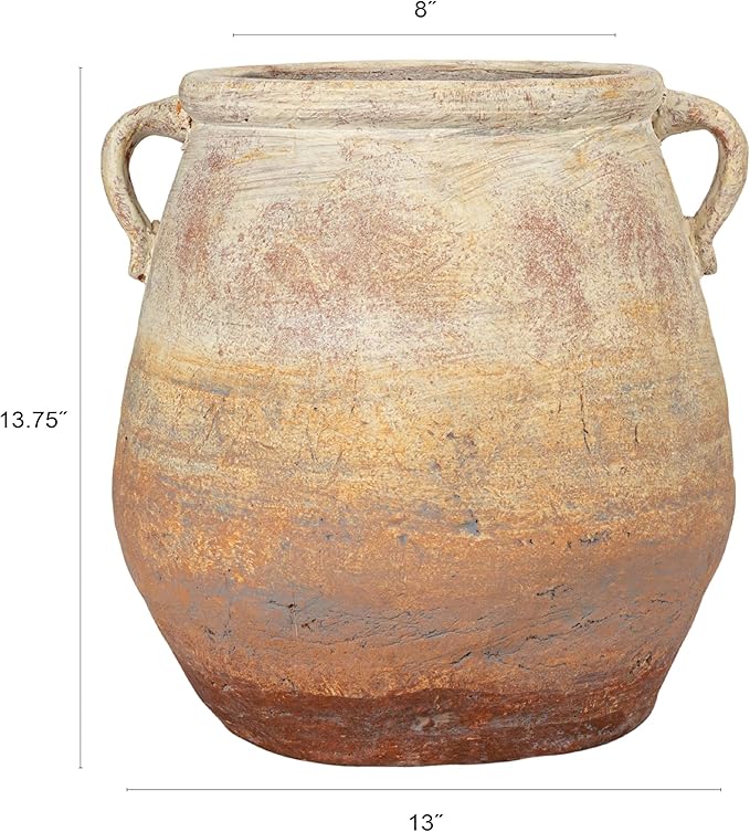 Creative Co-Op Whitewashed Terra-Cotta Urn - Image 2