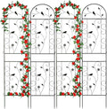 Metal Garden Trellis for Climbing Plants, 4 Pack 86.5" x 19.7" Black Plant by FHWTY
