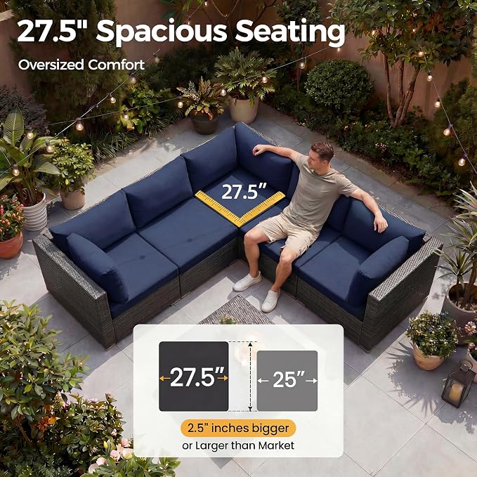 NICESOUL 10 Piece L-Shaped Outdoor Furniture Conversation - Image 6