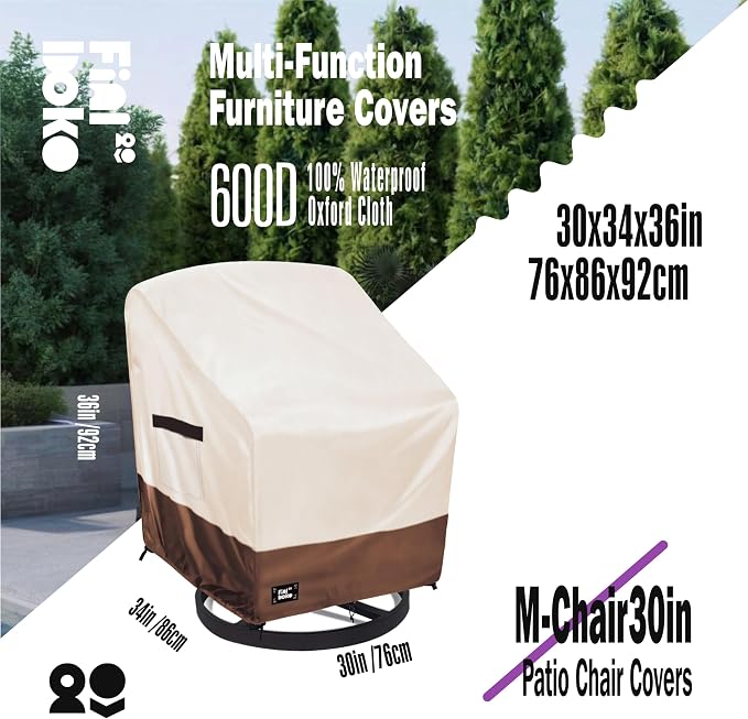 Outdoor Chair Covers, 100% Waterproof Heavy Duty Patio Furniture Covers - Image 2
