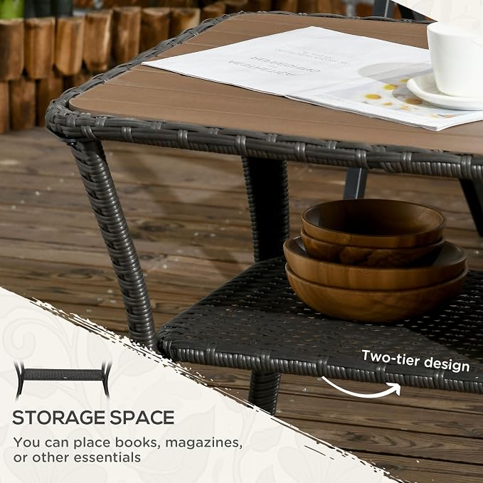Outsunny PE Rattan Outdoor Coffee Table - Image 5