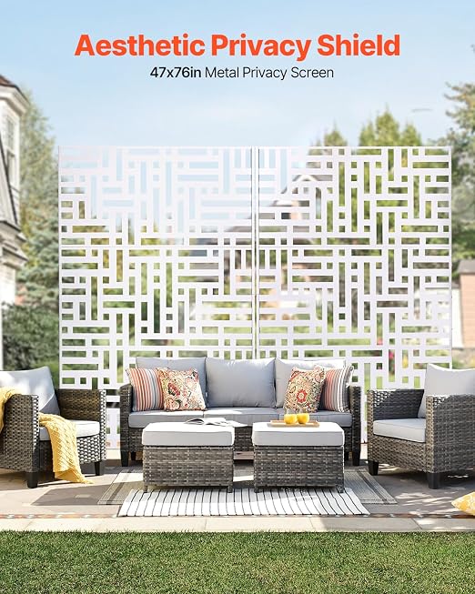 VEVOR Metal Privacy Screen, Freestanding Outdoor Divider - Image 2
