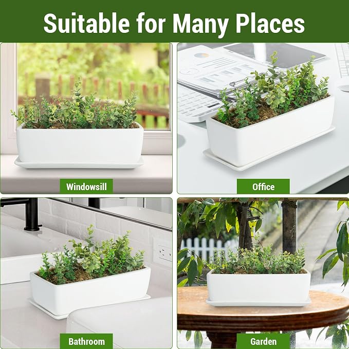 MyGift 14 Inch Ceramic Indoor Plant Pot - Image 4