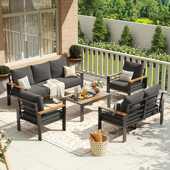 Aoxun Aluminum Patio Furniture Set 7 Seats, Oversized Outdoor Sectional - Image 4
