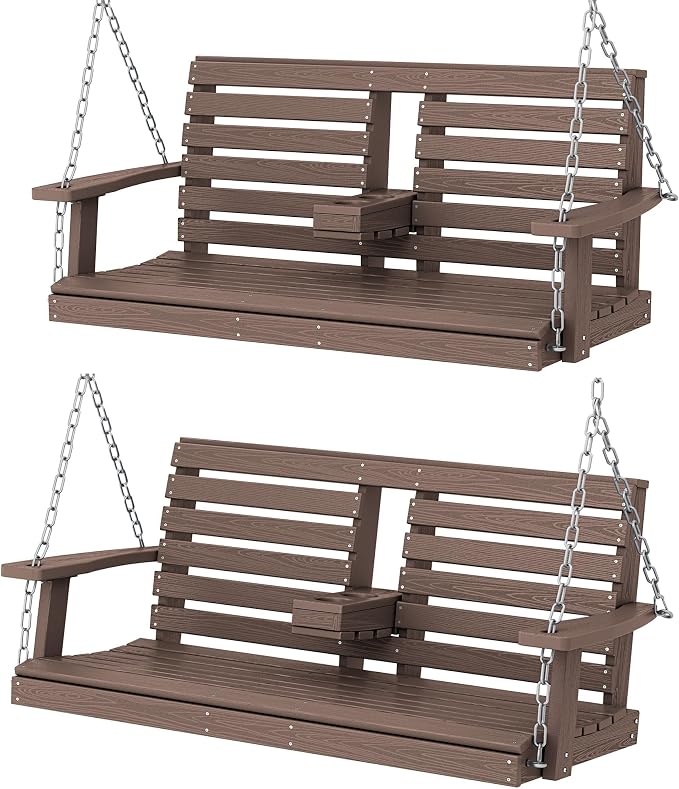KINGYES Outdoor Hanging Porch Swing Set of 2, Waterproof Swing by KINGYES