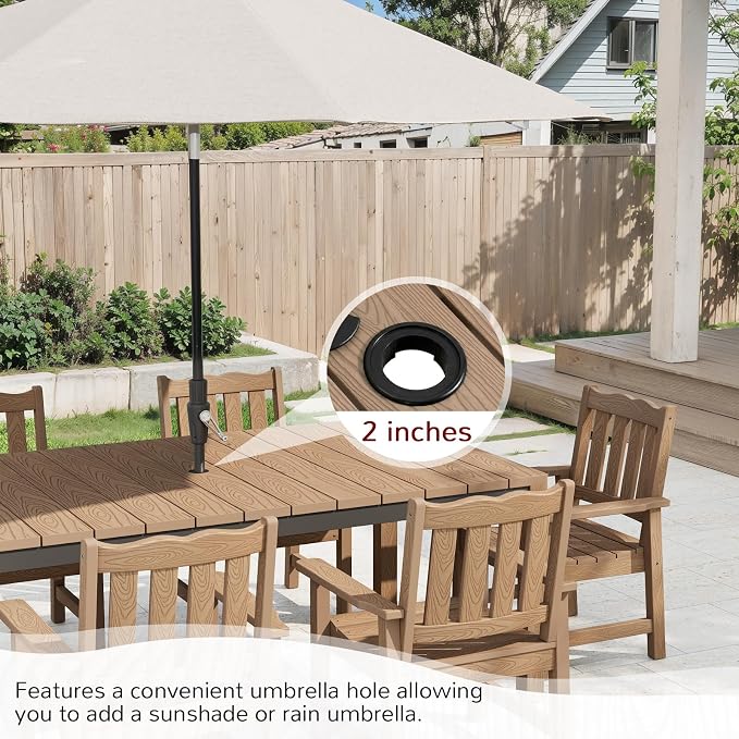 Stoog 63" All-Weather Patio Dining Table, HIPS Waterproof Tabletop - Image 6