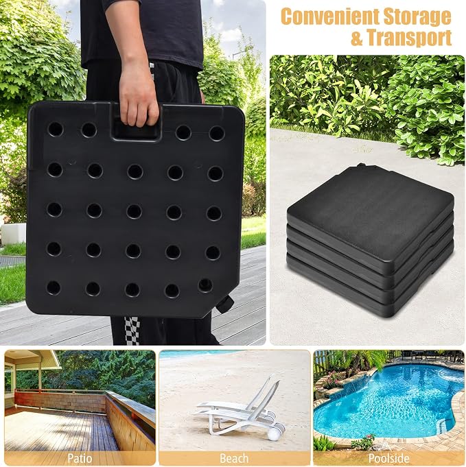 Tangkula 4Pcs 13L 220 lbs Cantilever Offset Patio Umbrella Base, Water & Sand - Image 8