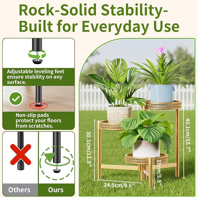 Metal Plant Stand Indoor Outdoor, 3 Tier Corner Tall Plant Shelf - Image 3